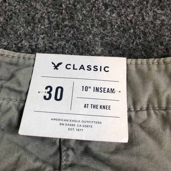 American Eagle Chino Shorts Mens 30 Gray Awesome Wash Stretch Classic Preppy 10" - Picture 13 of 14